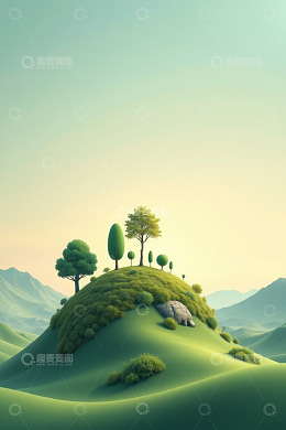 山丘绿树自然风光