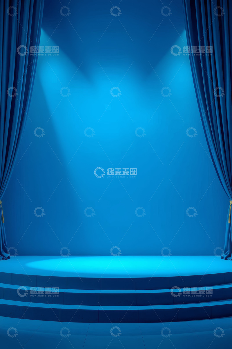 高清大图下载【趣麦麦图】蓝色舞台背景幕布灯光场景