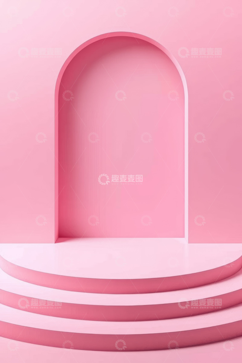 高清大图下载【趣麦麦图】粉色拱形展示台场景
