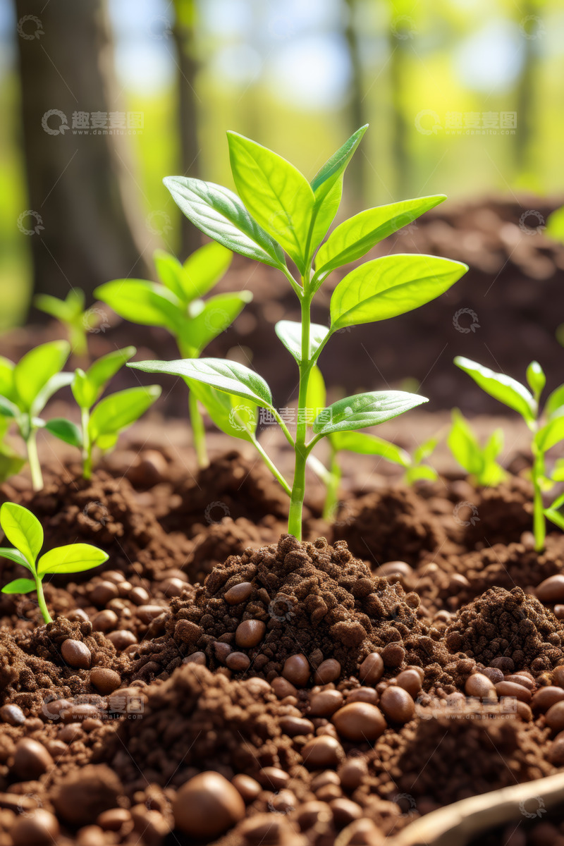 高清大图下载【趣麦麦图】土壤中生长的嫩绿植物