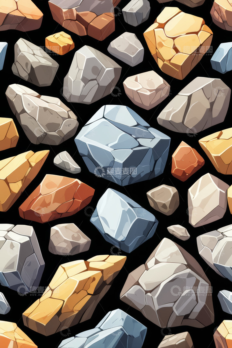 高清大图下载【趣麦麦图】多彩石块图案设计素材