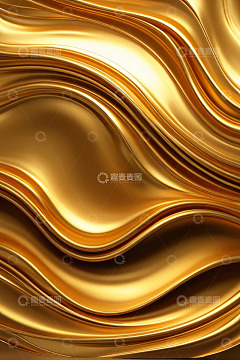 金色流体波浪抽象背景