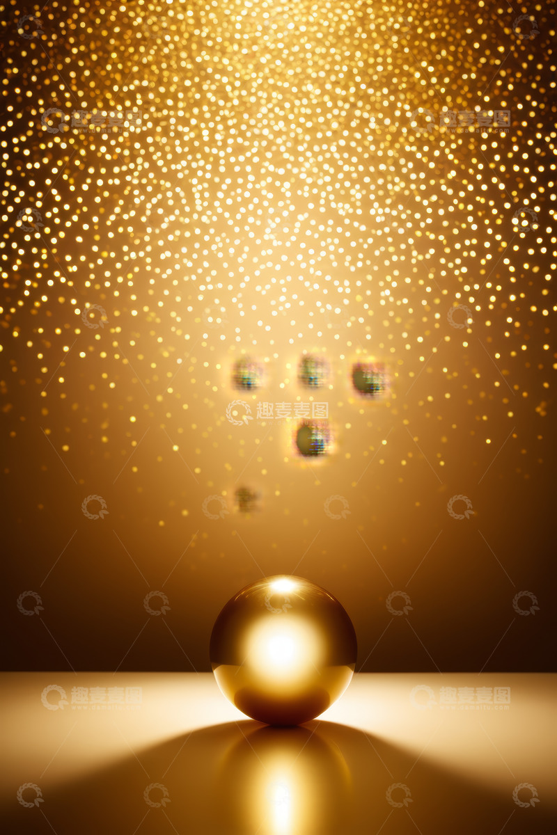 高清大图下载【趣麦麦图】金色球体与发光背景素材