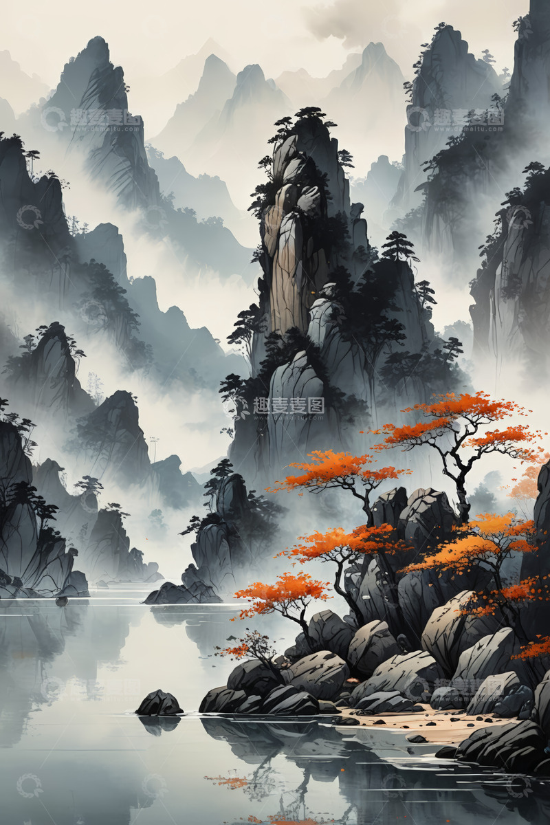 高清大图下载【趣麦麦图】中式山水风景图