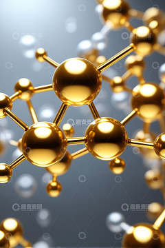 金色分子结构三维图像