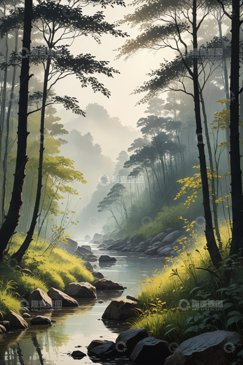 高清大图下载【趣麦麦图】林间溪流自然风光