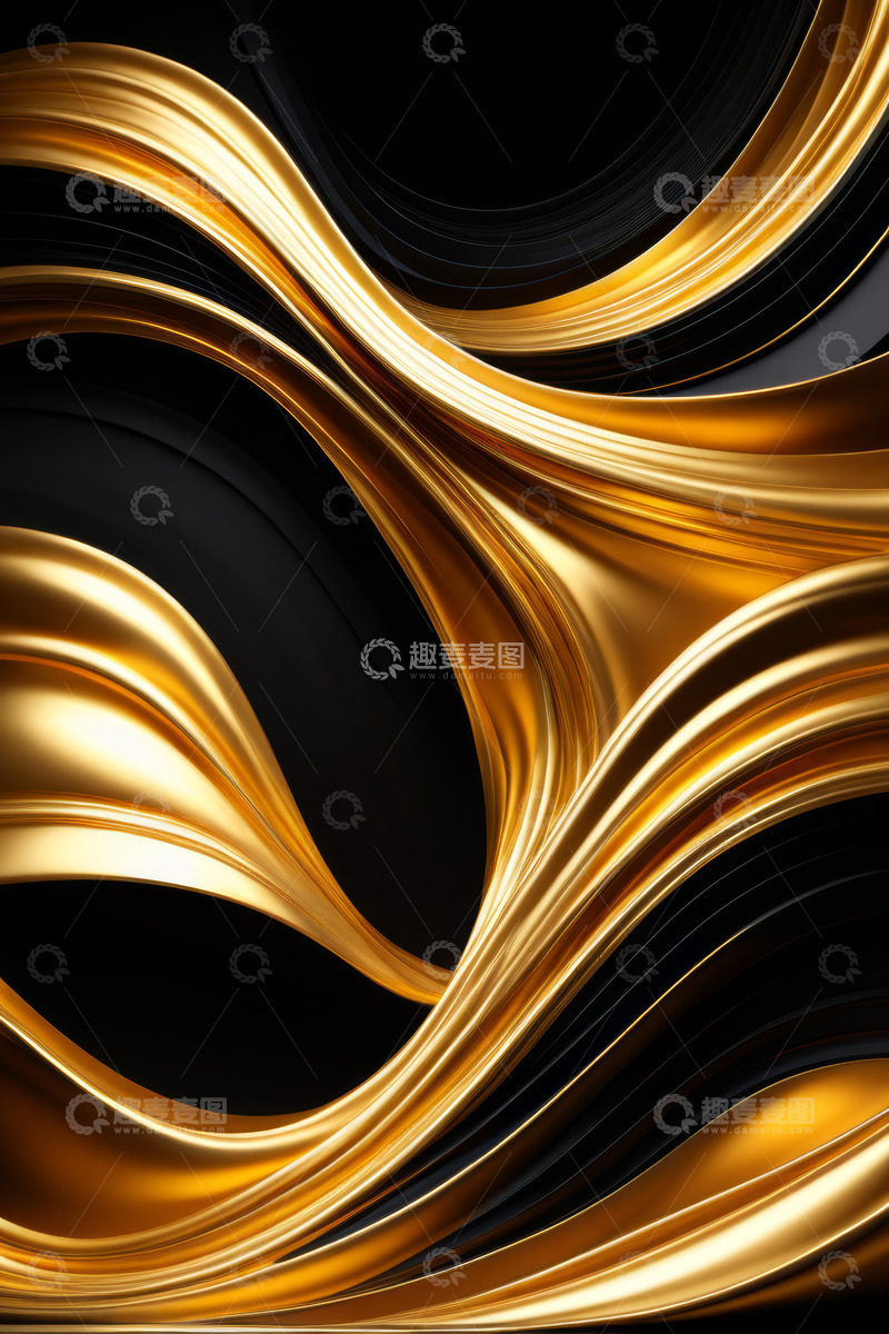 高清大图下载【趣麦麦图】黑金风格抽象流动背景素材