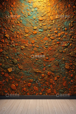 多彩碎石墙面与木地板素材