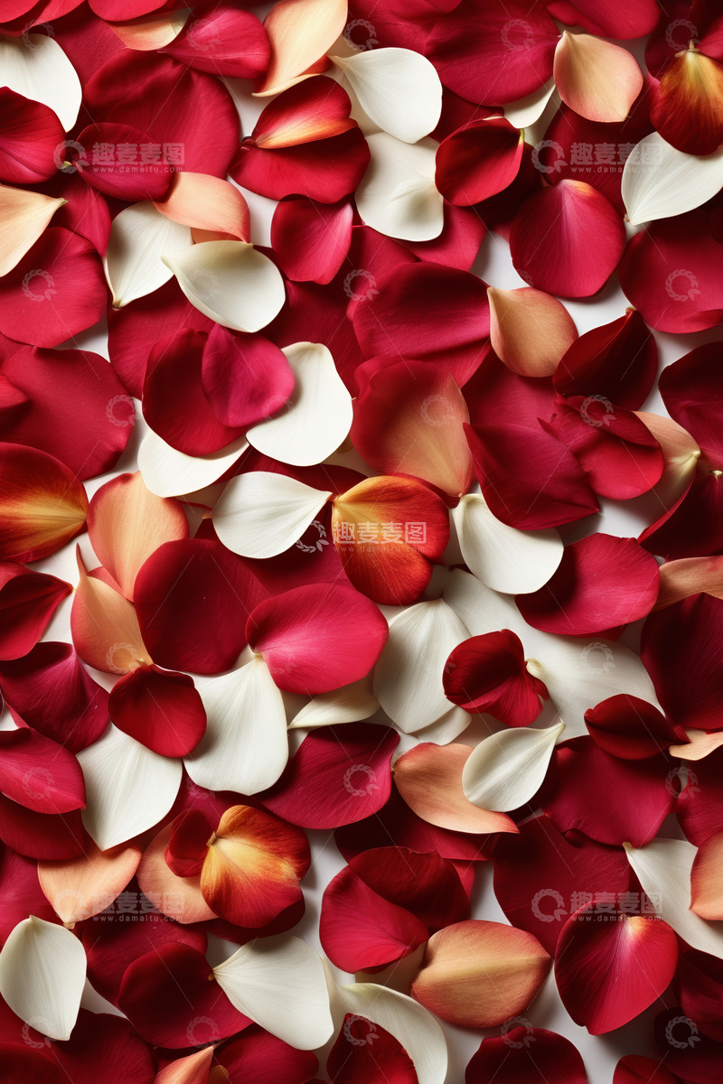 高清大图下载【趣麦麦图】多彩玫瑰花瓣平铺画面