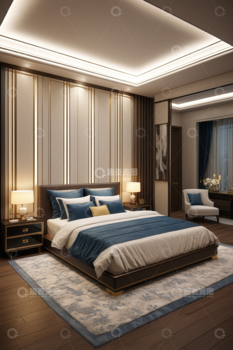 高清大图下载【趣麦麦图】现代风格卧室室内场景