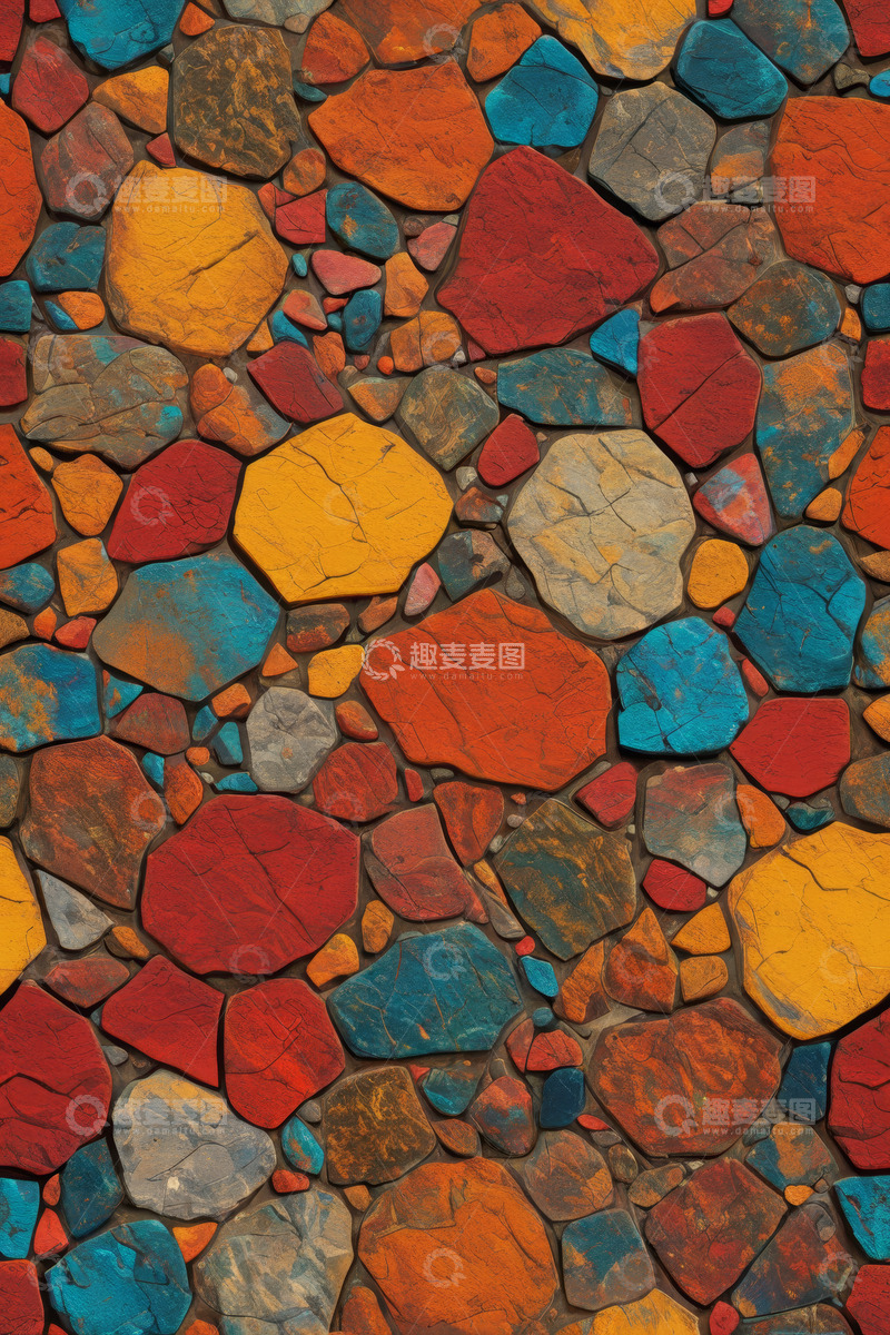高清大图下载【趣麦麦图】彩色石块拼接纹理素材