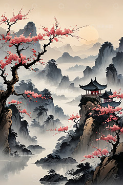 中式山水古风景观