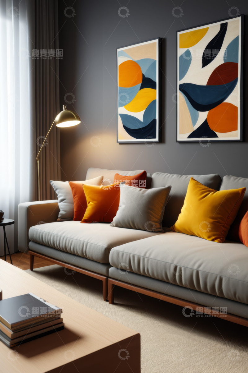 高清大图下载【趣麦麦图】现代简约风格客厅沙发场景