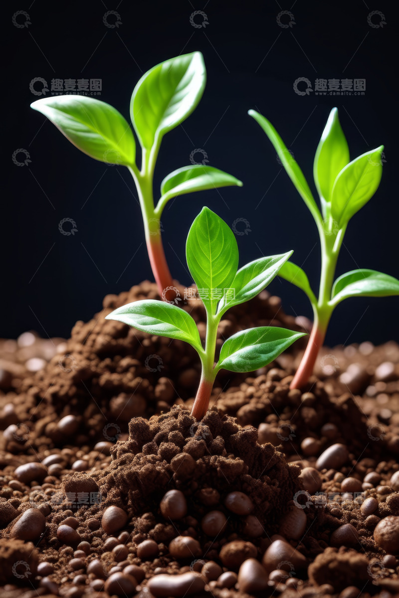 高清大图下载【趣麦麦图】土壤中生长的嫩绿植物