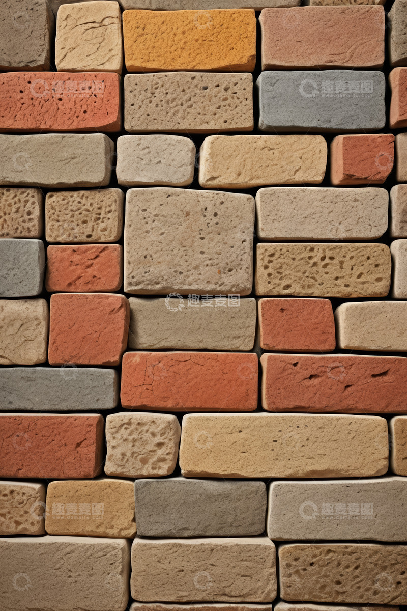 高清大图下载【趣麦麦图】多彩砖块墙面纹理素材