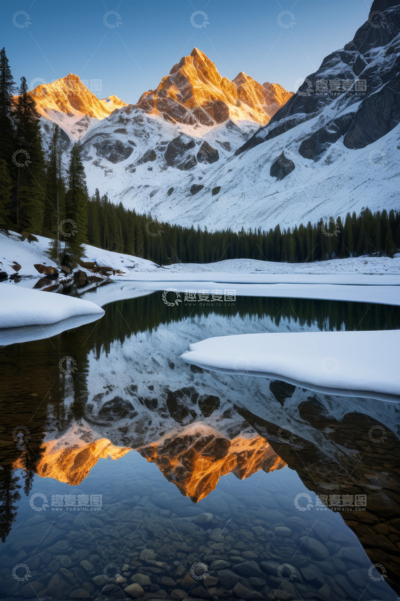 高清大图下载【趣麦麦图】雪山湖泊自然风光