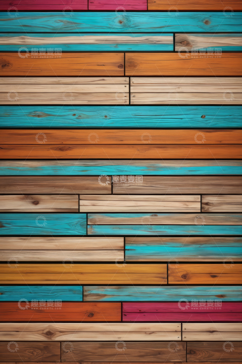 高清大图下载【趣麦麦图】彩色拼接木质墙面素材