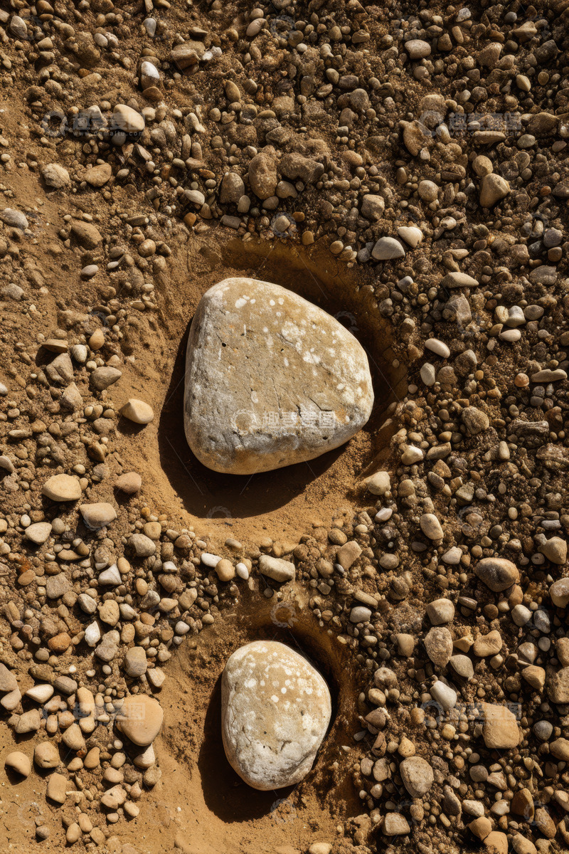 高清大图下载【趣麦麦图】沙地上的大小石块特写