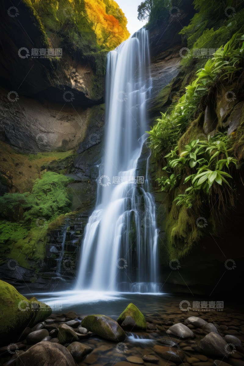 高清大图下载【趣麦麦图】山间瀑布自然景观