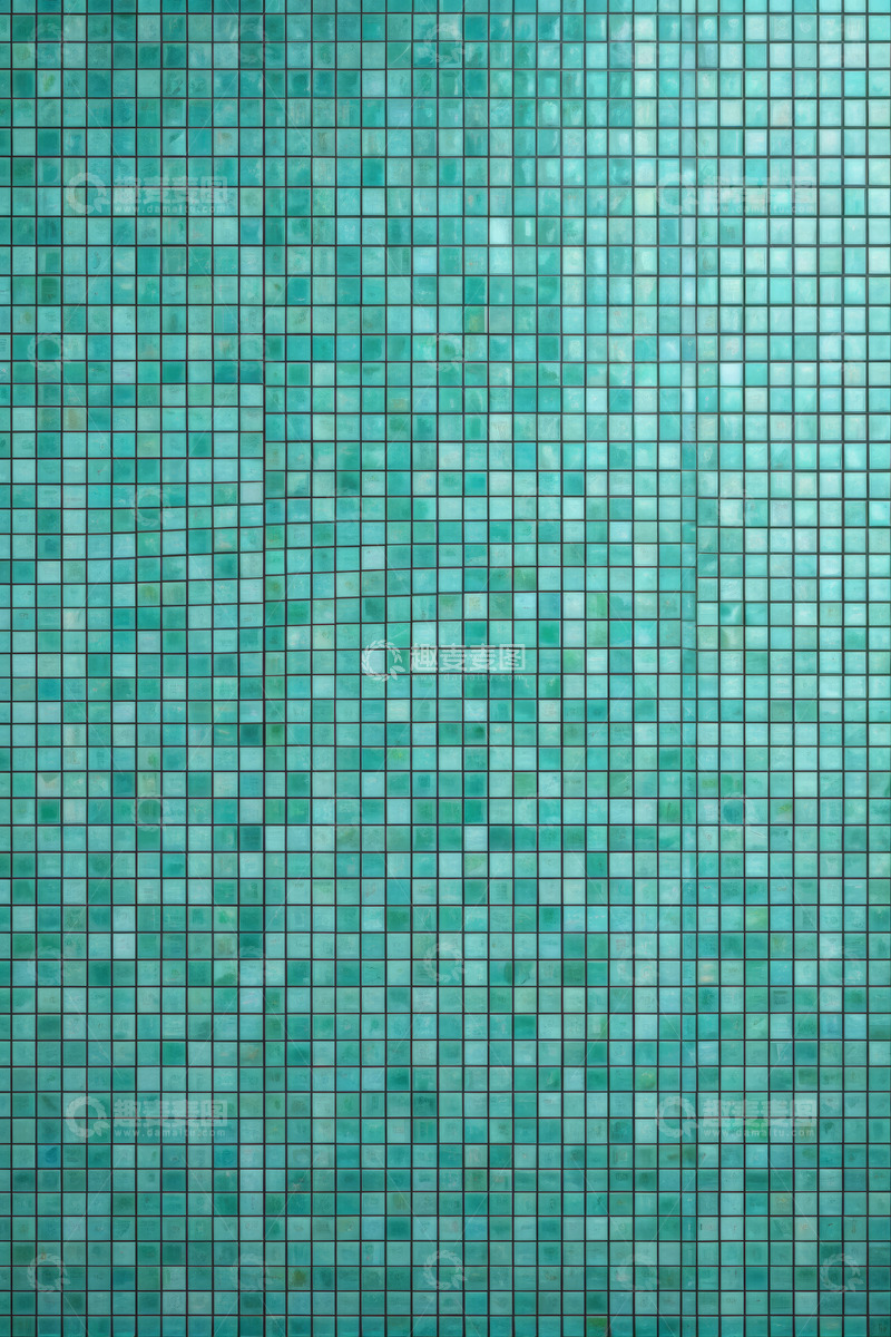 高清大图下载【趣麦麦图】蓝绿色马赛克瓷砖纹理