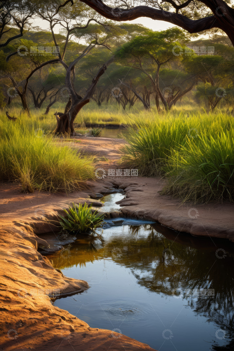 高清大图下载【趣麦麦图】非洲自然河流与草木景观