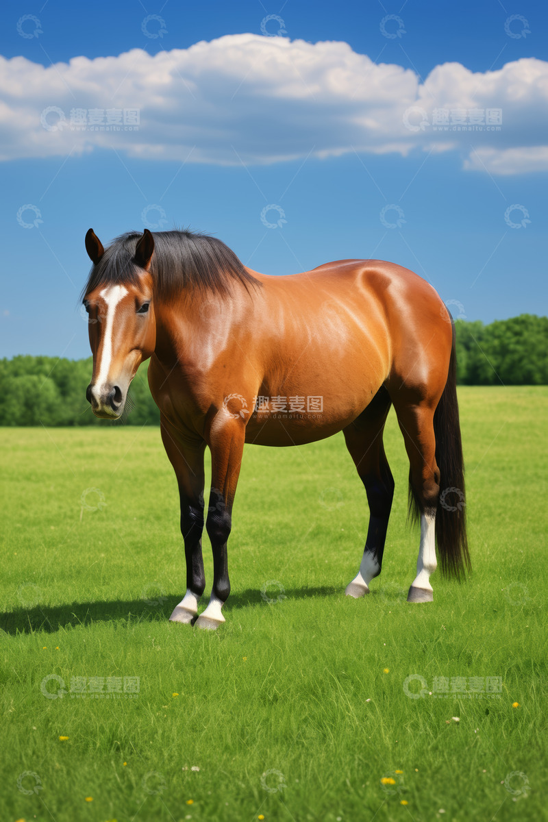 高清大图下载【趣麦麦图】草原上站立的骏马