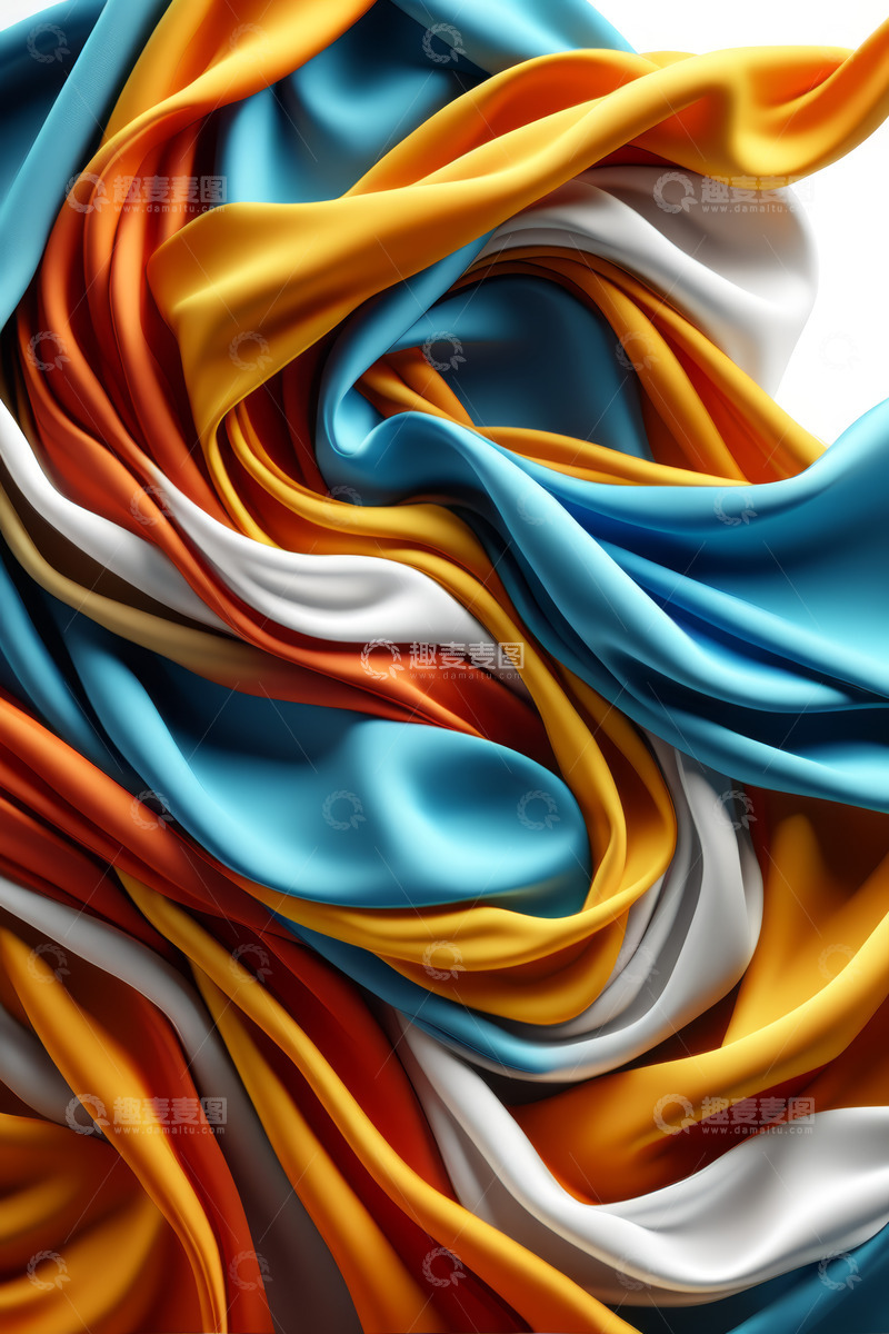 高清大图下载【趣麦麦图】多彩丝绸褶皱抽象画面