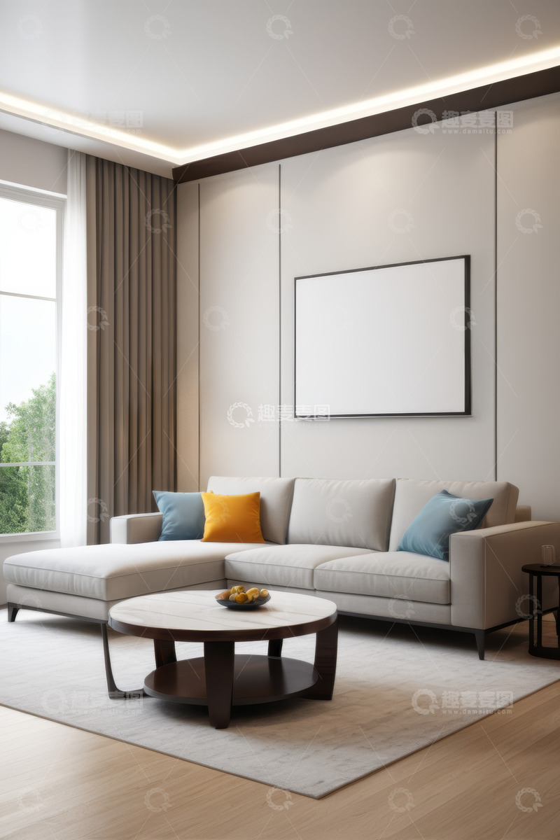 高清大图下载【趣麦麦图】现代简约风格客厅沙发场景