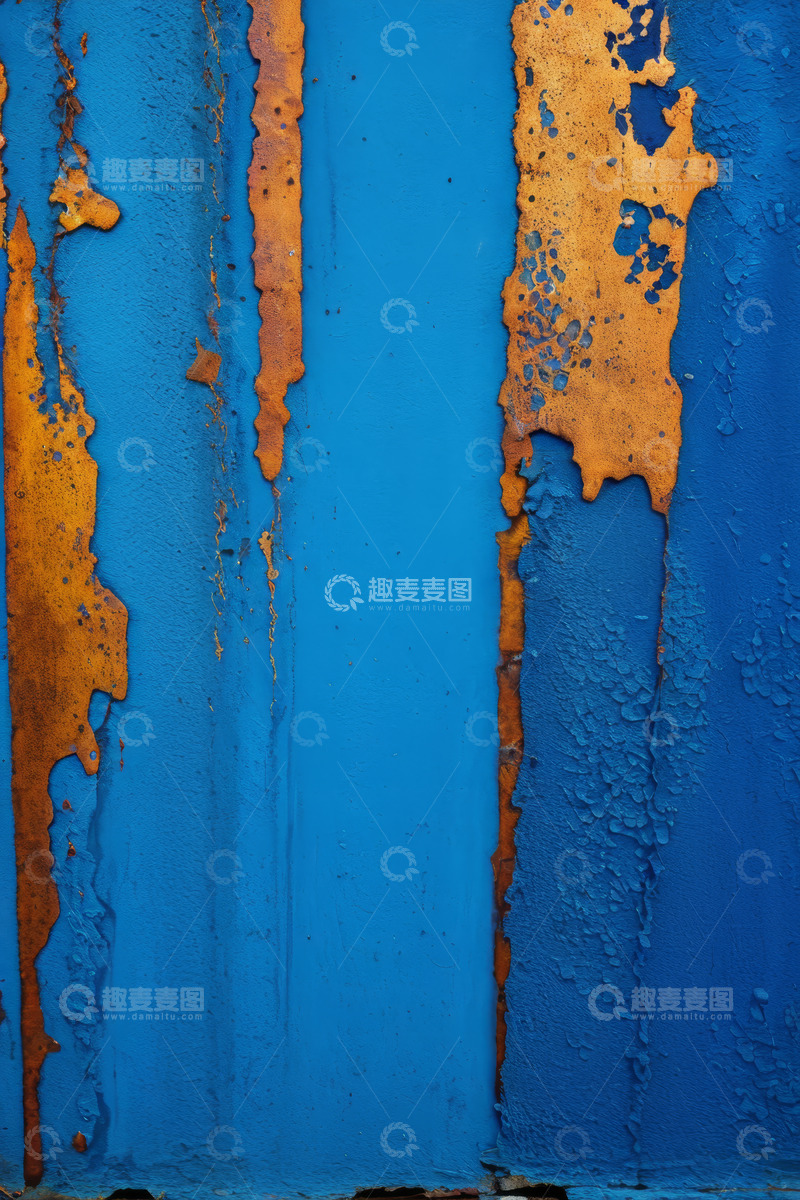 高清大图下载【趣麦麦图】蓝色生锈铁皮纹理背景