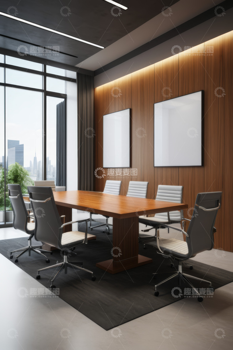 高清大图下载【趣麦麦图】现代办公室内的会议桌与座椅