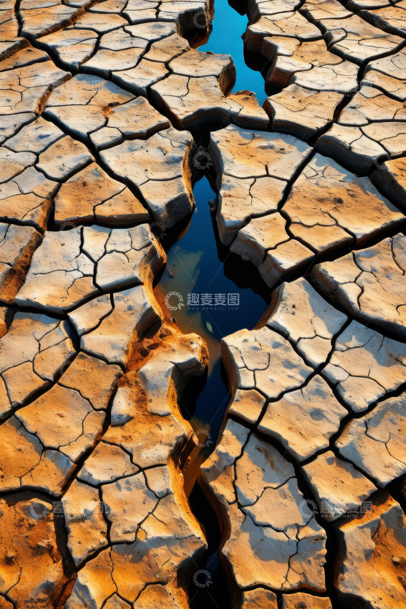 高清大图下载【趣麦麦图】干裂地面与积水景象