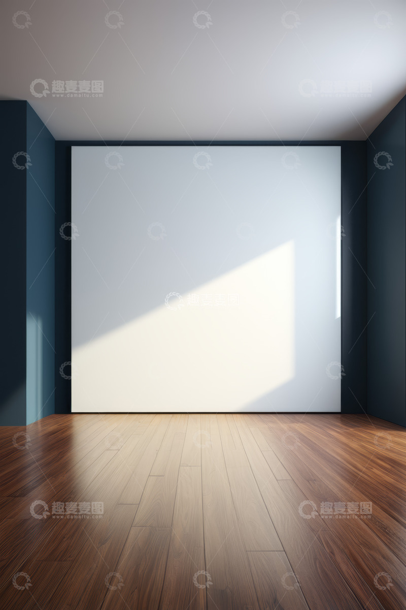高清大图下载【趣麦麦图】空旷房间木地板墙面展示