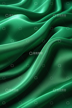 绿色丝绸波浪纹理素材