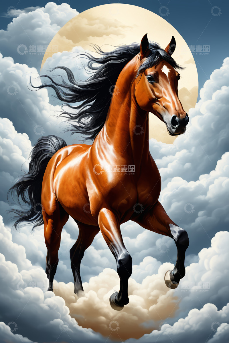 高清大图下载【趣麦麦图】云端奔腾的骏马