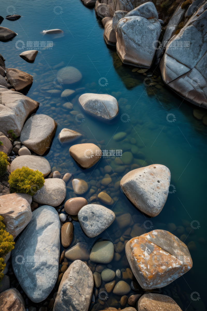 高清大图下载【趣麦麦图】清澈水域中的岩石景观