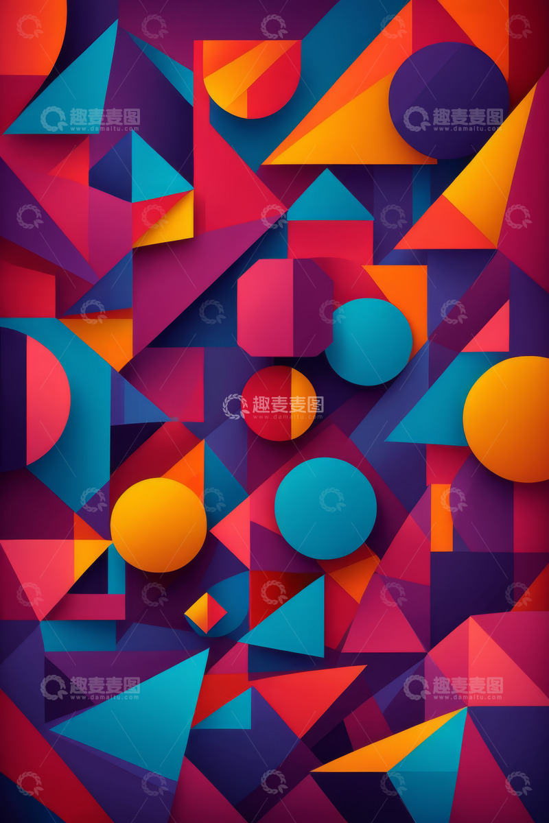 高清大图下载【趣麦麦图】多彩几何图形抽象背景