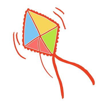 手绘彩色风筝插画