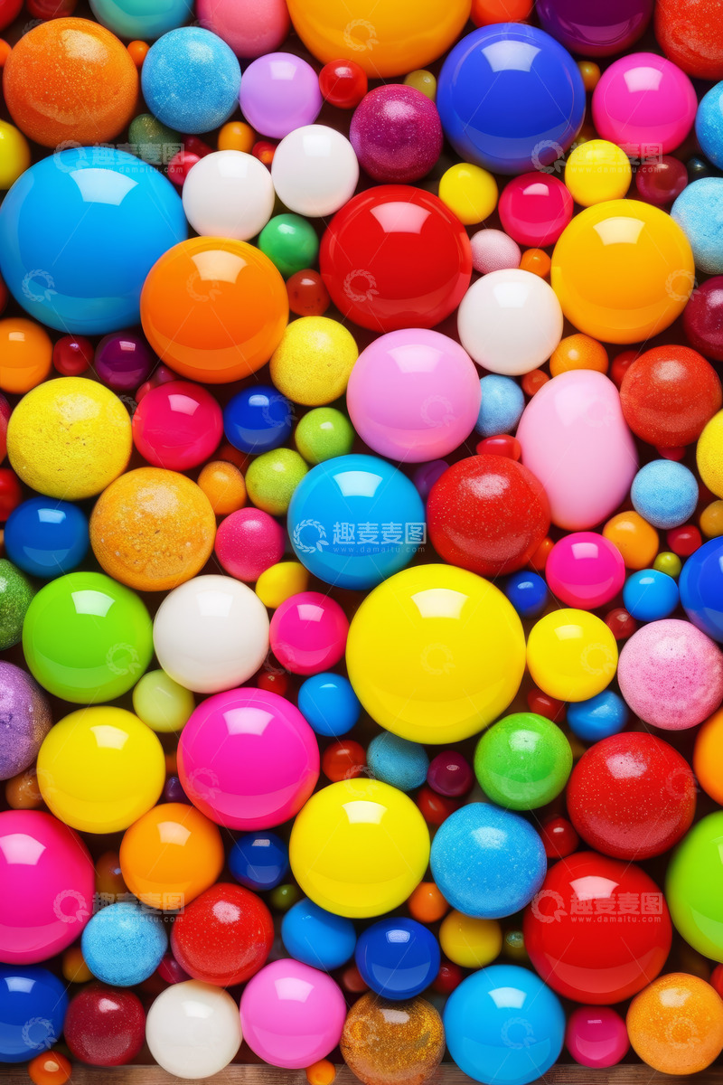 高清大图下载【趣麦麦图】多彩球体密集排列素材