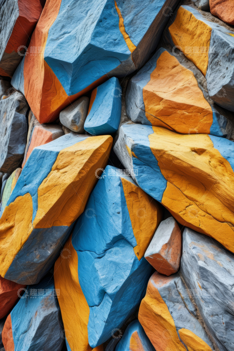 高清大图下载【趣麦麦图】彩色拼接石块墙面素材