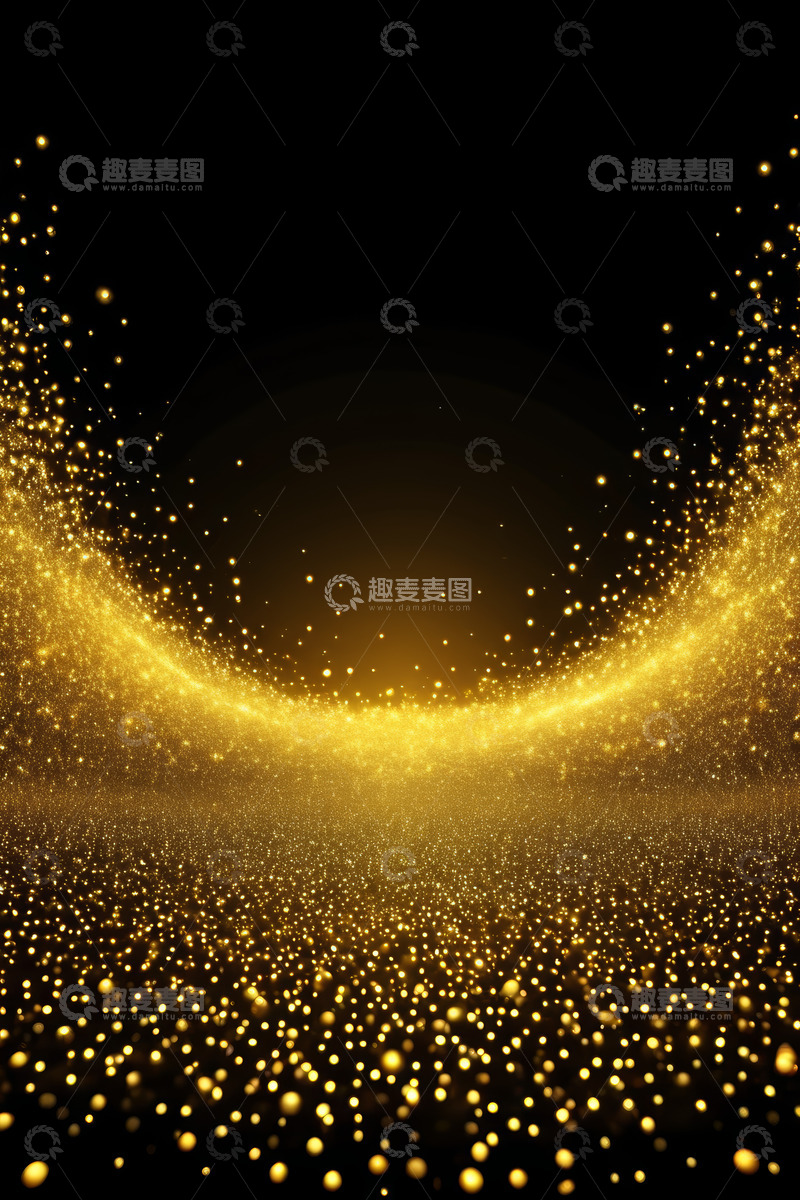 高清大图下载【趣麦麦图】黑色背景金色粒子动感效果
