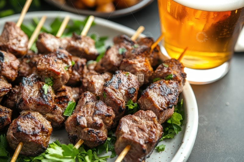 高清大图下载【趣麦麦图】一把子羊肉串美食摄影