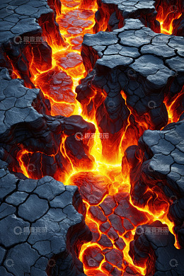 火山熔岩地表裂缝景象