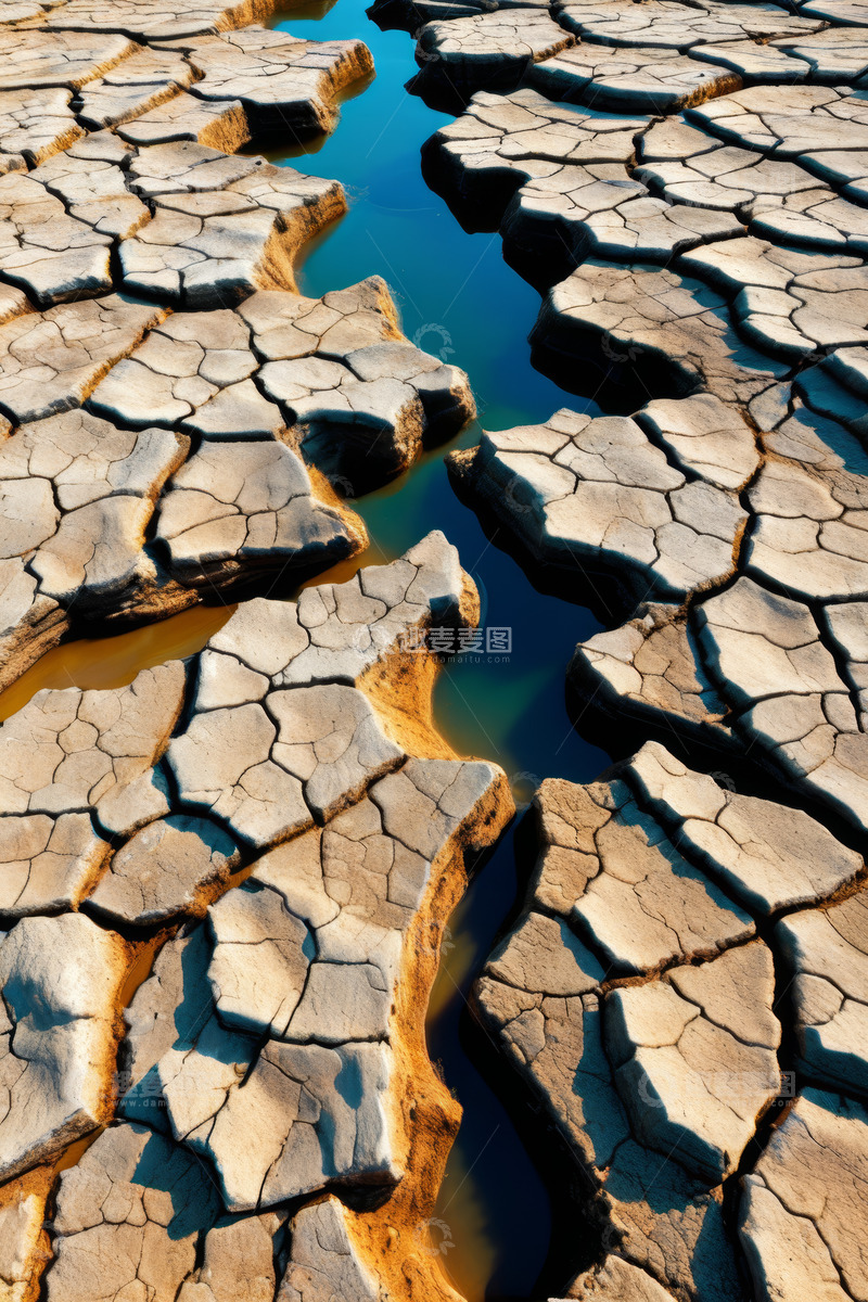 高清大图下载【趣麦麦图】干裂土地上的积水景象