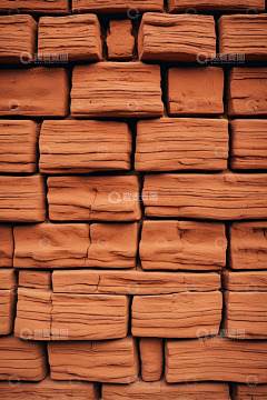 红褐色石块堆砌墙面素材