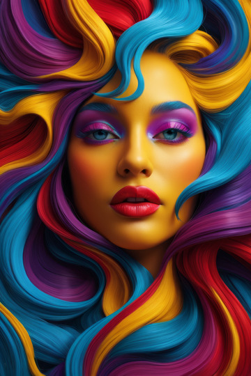 彩色头发女性特写