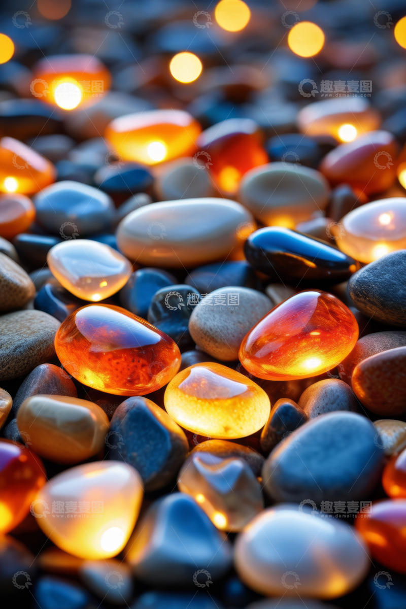 高清大图下载【趣麦麦图】发光鹅卵石特写