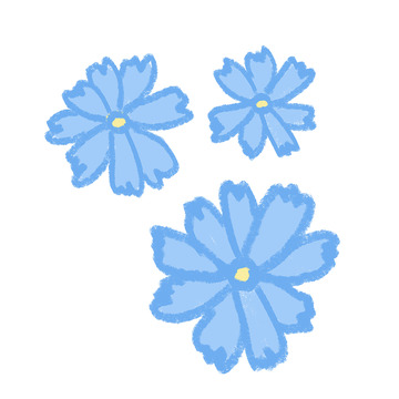 蓝色花朵手绘插画