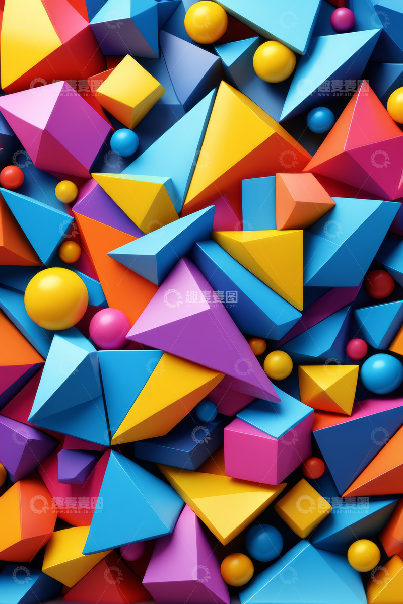 高清大图下载【趣麦麦图】多彩几何形状抽象背景