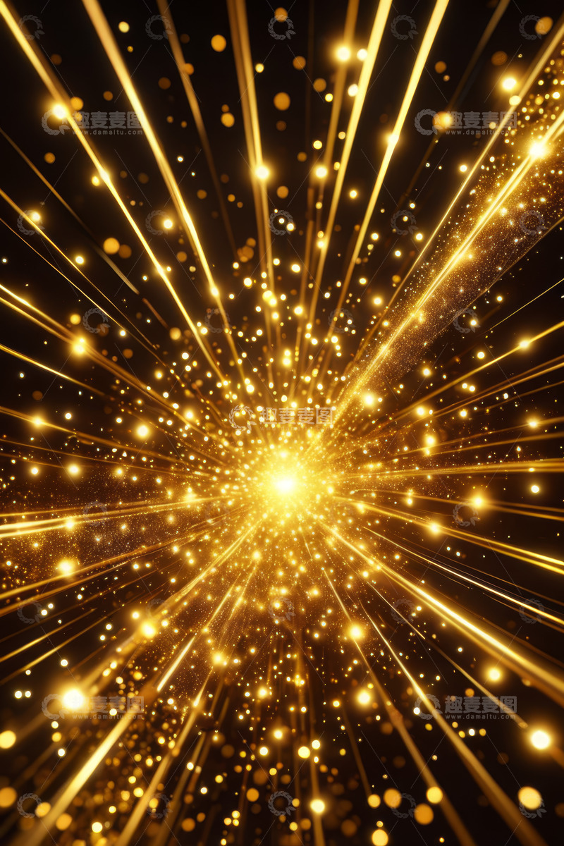 高清大图下载【趣麦麦图】金色发光粒子放射背景