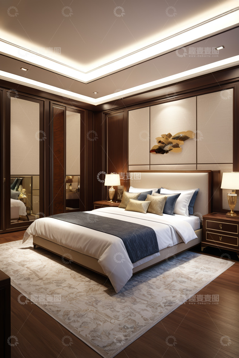 高清大图下载【趣麦麦图】新中式风格卧室室内设计